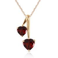 Garnet Twin Heart Pendant Necklace 1.4ctw in 9ct Gold