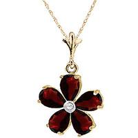 garnet and diamond flower petal pendant necklace 22ctw in 9ct gold