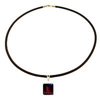 Garnet and Diamond Leather Pendant Necklace 6.5ct in 9ct Gold