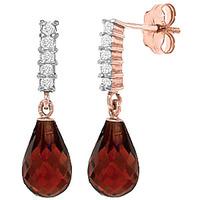 Garnet and Diamond Stem Droplet Earrings 4.5ctw in 9ct Rose Gold