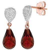 garnet and diamond droplet earrings 45ctw in 9ct rose gold