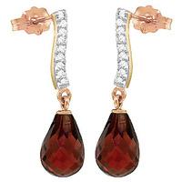 garnet and diamond droplet earrings 45ctw in 9ct rose gold