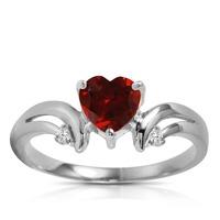 garnet and diamond ring 125ct in 9ct white gold