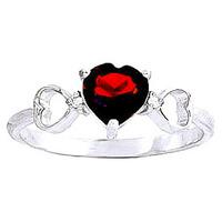 Garnet and Diamond Trinity Ring 0.9ct in 9ct White Gold