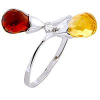 Garnet, Diamond and Citrine Duo Ring 2.5ctw in 9ct White Gold