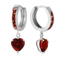 garnet huggie earrings 385ctw in 9ct white gold