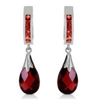 Garnet Droplet Huggie Earrings 6.85ctw in 9ct White Gold