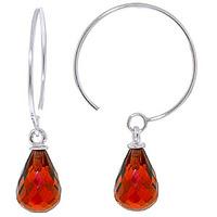 Garnet Eclipse Briolette Circle Wire Earrings 1.35ctw in 9ct White Gold