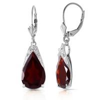 Garnet Snowcap Drop Earrings 10.0ctw in 9ct White Gold