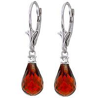 Garnet and Diamond Droplet Earrings 4.5ctw in 9ct White Gold