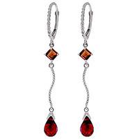 Garnet Twist Drop Earrings 3.5ctw in 9ct White Gold