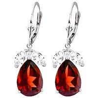 garnet and white topaz drop earrings 130ctw in 9ct white gold