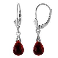 Garnet Droplet Briolette Earrings 4.5ctw in 9ct White Gold