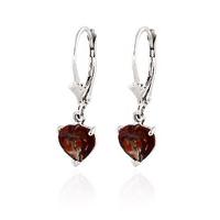 Garnet Heart Drop Earrings 3.05ctw in 9ct White Gold