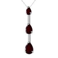 Garnet Trinity Pendant Necklace 1.71ctw in 9ct White Gold