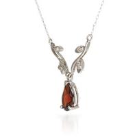 Garnet and Diamond Vine Branch Pendant Necklace 1.5ct in 9ct White Gold