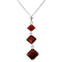 Garnet Three Stone Pendant Necklace 2.4ctw in 9ct White Gold