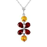 garnet and citrine blossom pendant necklace 315ctw in 9ct white gold