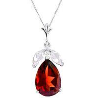 Garnet and White Topaz Pendant Necklace 6.5ctw in 9ct White Gold