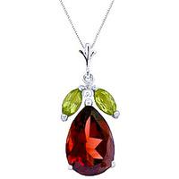 Garnet and Peridot Pendant Necklace 6.5ctw in 9ct White Gold