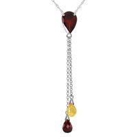 Garnet and Citrine Droplet Pendant Necklace 3.75ctw in 9ct White Gold