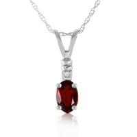 garnet and diamond pendant necklace 045ct in 9ct white gold