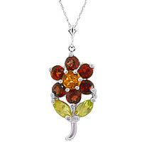 garnet citrine and peridot flower petal pendant necklace 106ctw in 9ct ...