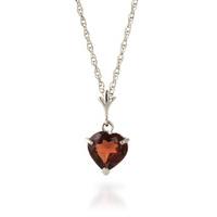 Garnet Heart Pendant Necklace 1.5ct in 9ct White Gold