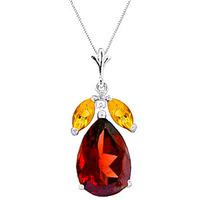 garnet and citrine pendant necklace 65ctw in 9ct white gold