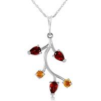 garnet and citrine vine pendant necklace 095ctw in 9ct white gold