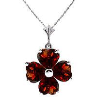 Garnet Four Leaf Clover Heart Pendant Necklace 3.8ctw in 9ct White Gold