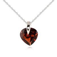 Garnet Heart Pendant Necklace 1.15ct in 9ct White Gold