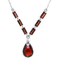 Garnet Verona Briolette Pendant Necklace 4.35ctw in 9ct White Gold