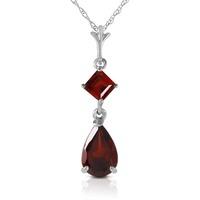 Garnet Droplet Pendant Necklace 2.0ctw in 9ct White Gold