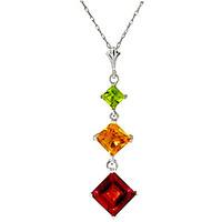 garnet peridot and citrine three stone pendant necklace 24ctw in 9ct w ...