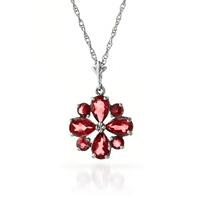 Garnet Sunflower Pendant Necklace 2.43ctw in 9ct White Gold