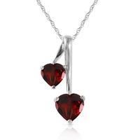 Garnet Twin Heart Pendant Necklace 1.4ctw in 9ct White Gold