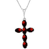 Garnet Rio Cross Pendant Necklace 1.5ctw in 9ct White Gold