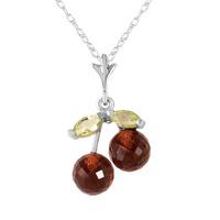 garnet and peridot cherry drop pendant necklace 145ctw in 9ct white go ...