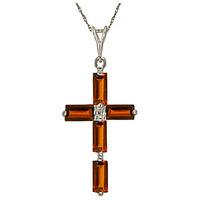 Garnet Cross Pendant Necklace 1.15ctw in 9ct White Gold