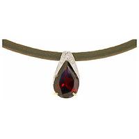 Garnet Snowcap Leather Pendant Necklace 6.0ct in 9ct White Gold