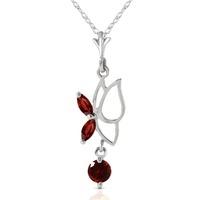 Garnet Butterfly Pendant Necklace 0.18ctw in 9ct White Gold