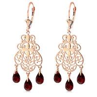 Garnet Trilogy Briolette Drop Earrings 3.75ctw in 9ct Rose Gold