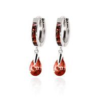 Garnet Droplet Huggie Earrings 4.3ctw in 9ct White Gold