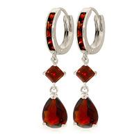 Garnet Droplet Huggie Earrings 5.62ctw in 9ct White Gold