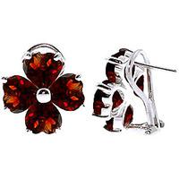 Garnet Flower Heart Stud Earrings 6.5ctw in 9ct White Gold