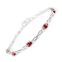 Garnet and Diamond Evert Tennis Bracelet 1.15ctw in 9ct White Gold