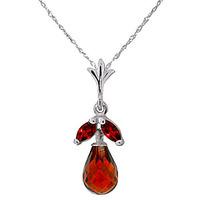 Garnet Snowdrop Briolette Pendant Necklace 1.7ctw in 9ct White Gold