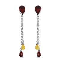 garnet and citrine droplet earrings 75ctw in 9ct white gold