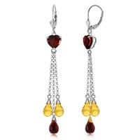 Garnet and Citrine Vestige Drop Earrings 9.5ctw in 9ct White Gold